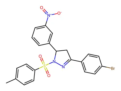 3-(4-bromophenyl)-5-(3-nitrophenyl)-1-tosyl-4,5-dihydro-1H-pyrazole structure