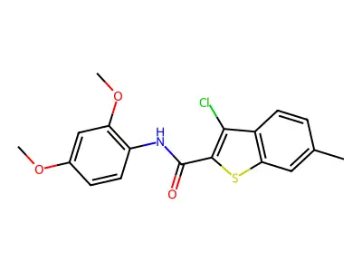 3-chloro-N-(2,4-dimethoxyphenyl)-6-methyl-1-benzothiophene-2-carboxamide structure