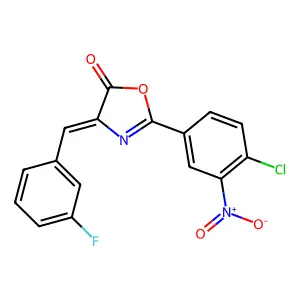 (4Z)-2-(4-chloro-3-nitrophenyl)-4-[(3-fluorophenyl)methylidene]-1,3-oxazol-5-one structure
