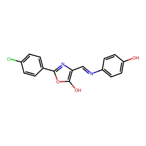 2-(4-chlorophenyl)-4-[(4-hydroxyanilino)methylene]-1,3-oxazol-5(4H)-one structure