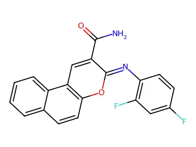 3-(2,4-Difluorophenyl)iminobenzo[f]chromene-2-carboxamide structure