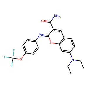 (2Z)-7-(diethylamino)-2-{[4-(trifluoromethoxy)phenyl]imino}-2H-chromene-3-carboxamide structure