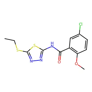 5-chloro-N-[5-(ethylsulfanyl)-1,3,4-thiadiazol-2-yl]-2-methoxybenzamide structure