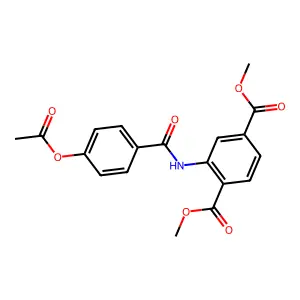 4-{N-[2,5-bis(methoxycarbonyl)phenyl]carbamoyl}phenyl acetate structure