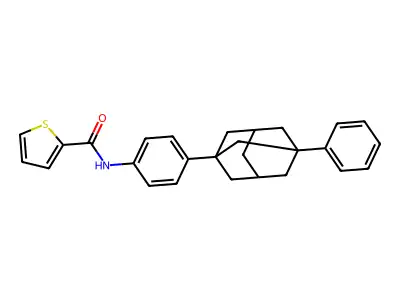 N-[4-(3-phenyl-1-adamantyl)phenyl]thiophene-2-carboxamide structure