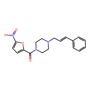 (5-nitrofuran-2-yl)-[4-[(E)-3-phenylprop-2-enyl]piperazin-1-yl]methanone structure