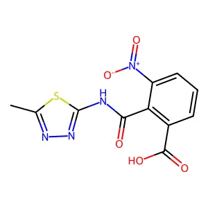 2-[(5-Methyl-1,3,4-thiadiazol-2-yl)carbamoyl]-3-nitrobenzoic acid structure