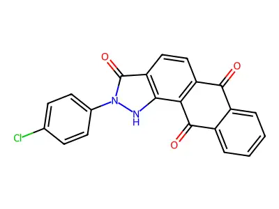 2-(4-chlorophenyl)-1H-naphtho[2,3-g]indazole-3,6,11(2H)-trione structure