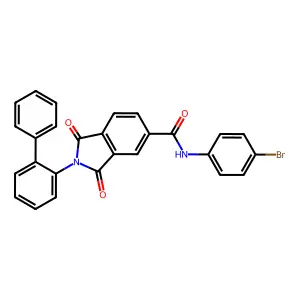 N-(4-bromophenyl)-1,3-dioxo-2-(2-phenylphenyl)isoindole-5-carboxamide structure