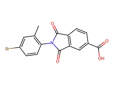 2-(4-bromo-2-methylphenyl)-1,3-dioxo-2,3-dihydro-1H-isoindole-5-carboxylic acid structure