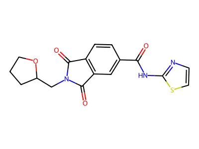 1,3-dioxo-2-(oxolan-2-ylmethyl)-N-(1,3-thiazol-2-yl)isoindole-5-carboxamide structure