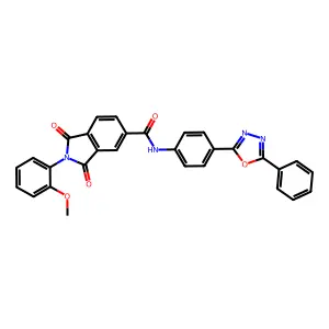2-(2-methoxyphenyl)-1,3-dioxo-N-[4-(5-phenyl-1,3,4-oxadiazol-2-yl)phenyl]isoindole-5-carboxamide structure