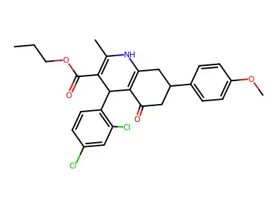 propyl 4-(2,4-dichlorophenyl)-7-(4-methoxyphenyl)-2-methyl-5-oxo-1,4,5,6,7,8-hexahydroquinoline-3-carboxylate structure