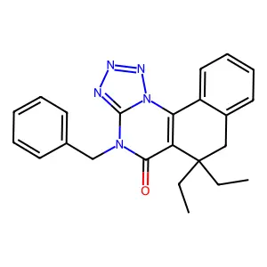 4-benzyl-6,6-diethyl-6,7-dihydrobenzo[h]tetrazolo[1,5-a]quinazolin-5(4H)-one structure