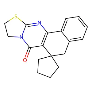 9,10-dihydrospiro[benzo[h]thiazolo[2,3-b]quinazoline-6,1'-cyclopentan]-7(5H)-one structure