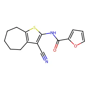 N-(3-cyano-5,6,7,8-tetrahydro-4H-cyclohepta[b]thiophen-2-yl)furan-2-carboxamide structure