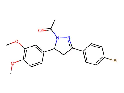 1-[5-(4-Bromophenyl)-3-(3,4-dimethoxyphenyl)-3,4-dihydropyrazol-2-yl]ethanone structure