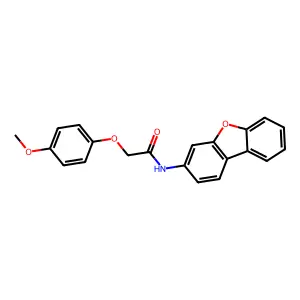 N-dibenzofuran-3-yl-2-(4-methoxyphenoxy)acetamide structure