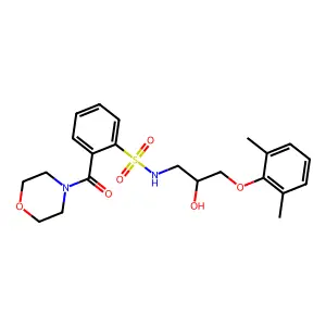 N-[3-(2,6-dimethylphenoxy)-2-hydroxypropyl]-2-(morpholine-4-carbonyl)benzenesulfonamide structure