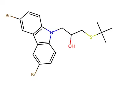 1-Tert-butylsulfanyl-3-(3,6-dibromocarbazol-9-yl)propan-2-ol structure