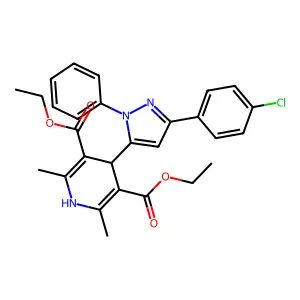 diethyl 4-[5-(4-chlorophenyl)-2-phenylpyrazol-3-yl]-2,6-dimethyl-1,4-dihydropyridine-3,5-dicarboxylate structure