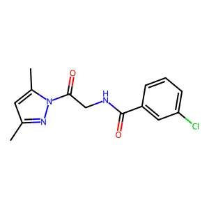 3-Chloro-N-(2-(3,5-dimethyl-1H-pyrazol-1-yl)-2-oxoethyl)benzamide structure