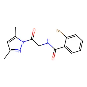 2-bromo-N-[2-(3,5-dimethylpyrazol-1-yl)-2-oxoethyl]benzamide structure