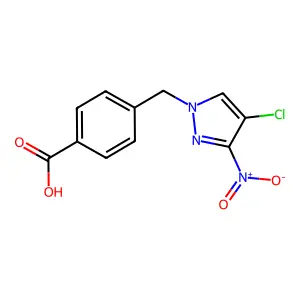 4-[(4-chloro-3-nitro-1H-pyrazol-1-yl)methyl]benzoic acid structure