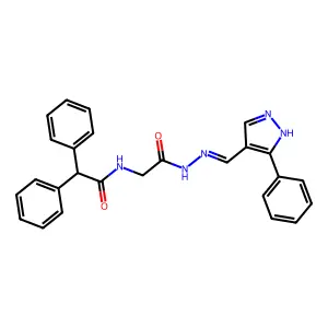 Glycine, N-(diphenylacetyl)-, [(3-phenyl-1H-pyrazol-4-yl)methylene]hydrazide structure