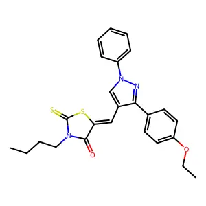 (5Z)-3-butyl-5-{[3-(4-ethoxyphenyl)-1-phenyl-1H-pyrazol-4-yl]methylidene}-2-thioxo-1,3-thiazolidin-4-one structure