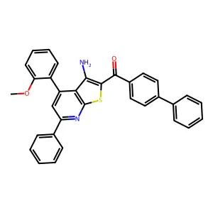 [3-amino-4-(2-methoxyphenyl)-6-phenylthieno[2,3-b]pyridin-2-yl]-(4-phenylphenyl)methanone structure