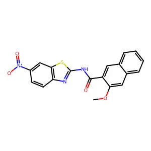 3-methoxy-N-(6-nitro-1,3-benzothiazol-2-yl)naphthalene-2-carboxamide structure