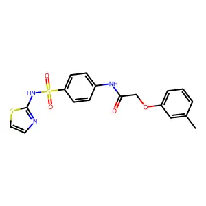 2-(3-methylphenoxy)-N-[4-(1,3-thiazol-2-ylsulfamoyl)phenyl]acetamide structure