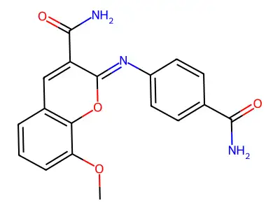 (2Z)-2-[(4-carbamoylphenyl)imino]-8-methoxy-2H-chromene-3-carboxamide structure