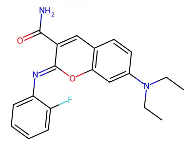 (2Z)-7-(diethylamino)-2-[(2-fluorophenyl)imino]-2H-chromene-3-carboxamide structure