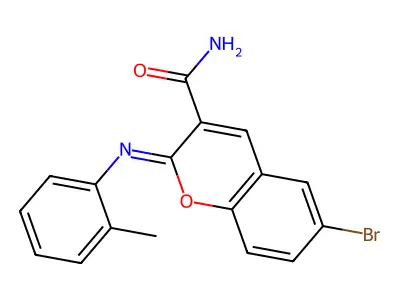 (2Z)-6-bromo-2-[(2-methylphenyl)imino]-2H-chromene-3-carboxamide structure