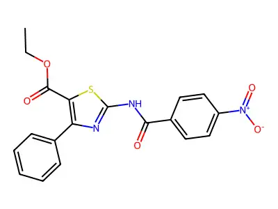 Ethyl 2-(4-nitrobenzamido)-4-phenylthiazole-5-carboxylate structure
