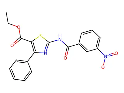 Ethyl 2-(3-nitrobenzamido)-4-phenyl-1,3-thiazole-5-carboxylate structure
