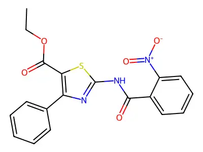 Ethyl 2-(2-nitrobenzamido)-4-phenylthiazole-5-carboxylate structure