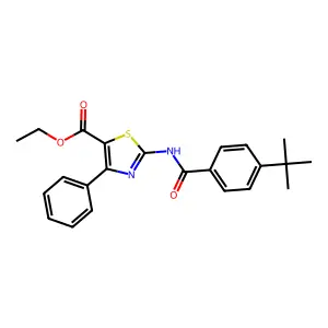 Ethyl 2-(4-(tert-butyl)benzamido)-4-phenylthiazole-5-carboxylate structure