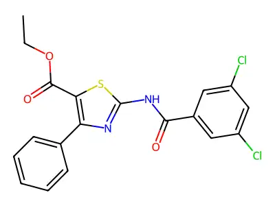 Ethyl 2-(3,5-dichlorobenzamido)-4-phenylthiazole-5-carboxylate structure