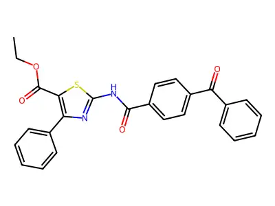 Ethyl 2-(4-benzoylbenzamido)-4-phenyl-1,3-thiazole-5-carboxylate structure