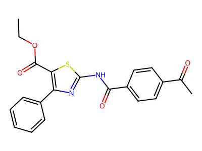 Ethyl 2-(4-acetylbenzamido)-4-phenylthiazole-5-carboxylate structure