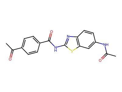 N-(6-acetamidobenzo[d]thiazol-2-yl)-4-acetylbenzamide structure