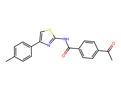 4-acetyl-N-[4-(4-methylphenyl)-1,3-thiazol-2-yl]benzamide structure