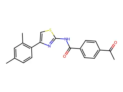 4-acetyl-N-[4-(2,4-dimethylphenyl)-1,3-thiazol-2-yl]benzamide structure