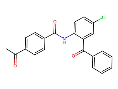 4-acetyl-N-(2-benzoyl-4-chlorophenyl)benzamide structure