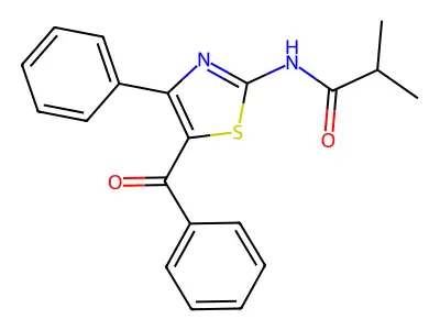 N-(5-benzoyl-4-phenylthiazol-2-yl)isobutyramide structure