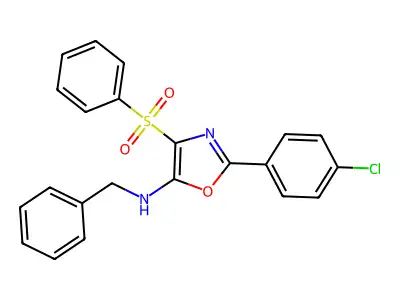 4-(benzenesulfonyl)-N-benzyl-2-(4-chlorophenyl)-1,3-oxazol-5-amine structure