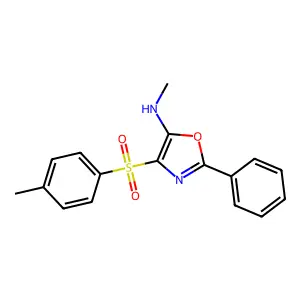 N-methyl-4-(4-methylphenyl)sulfonyl-2-phenyl-1,3-oxazol-5-amine structure